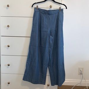 J CREW Tall Wide-Leg Cropped Chambray Pant